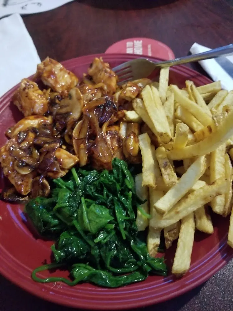 Bourbon Chicken Tips Fries Spinach