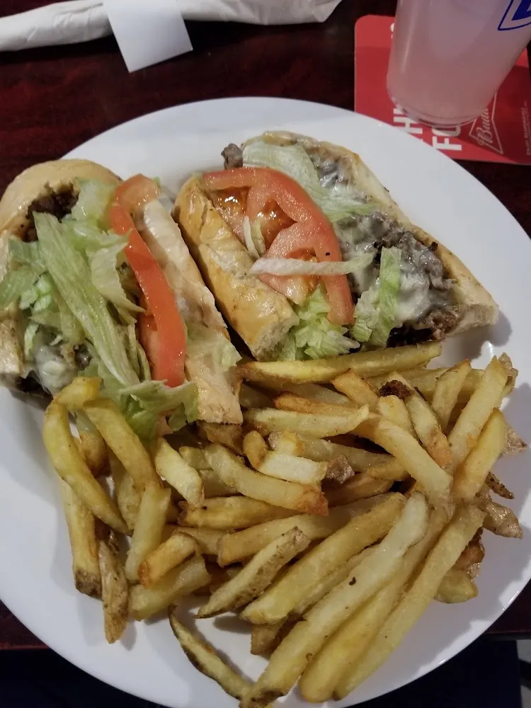 Cheese Burger Sub and Fries