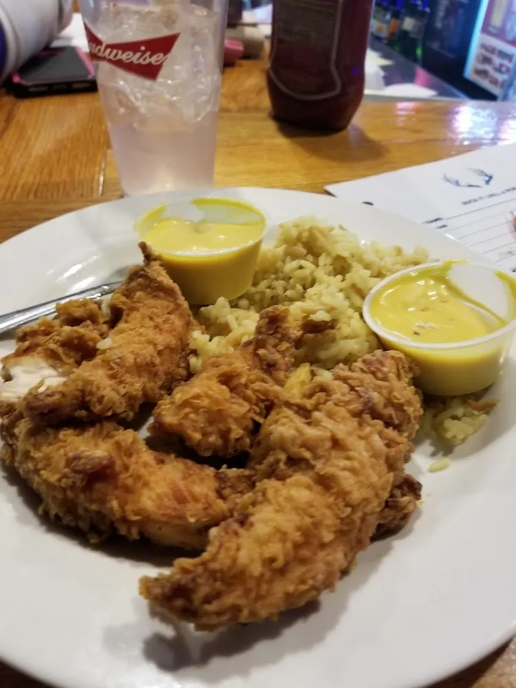 Chicken Strips with Rice Pilaf and Honey Mustard